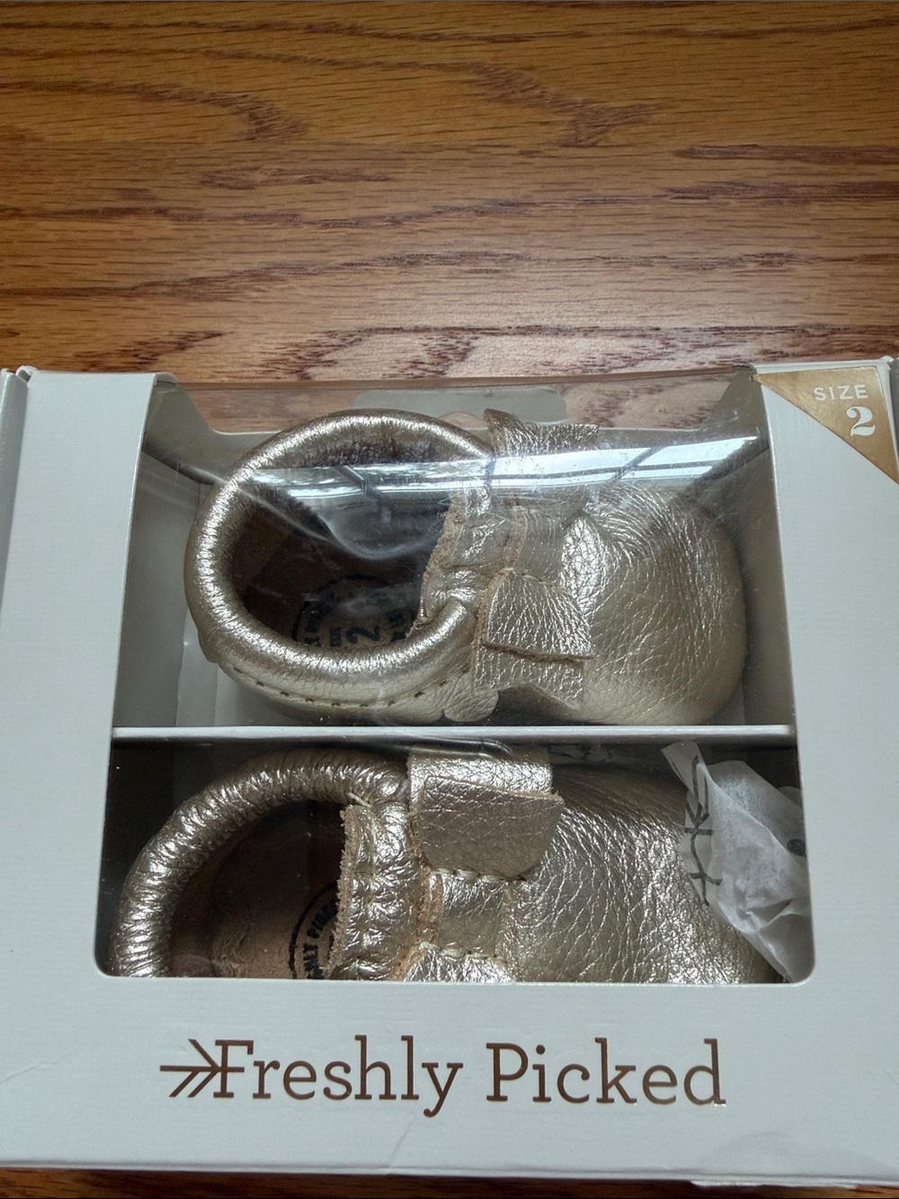 Freshly Picked Metallic Gold Baby Moccasins